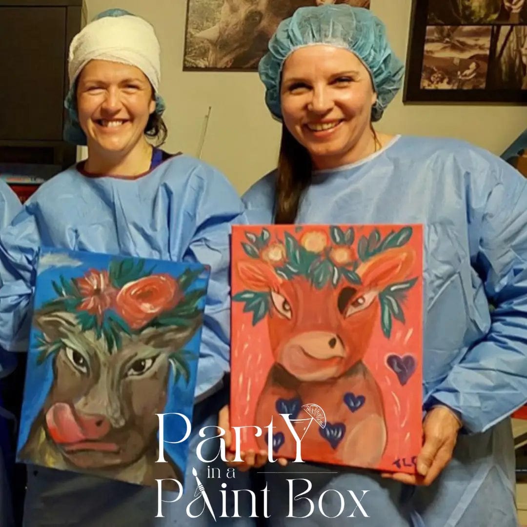 'Flower Crown Cow' Kit - Party in a Paint Box