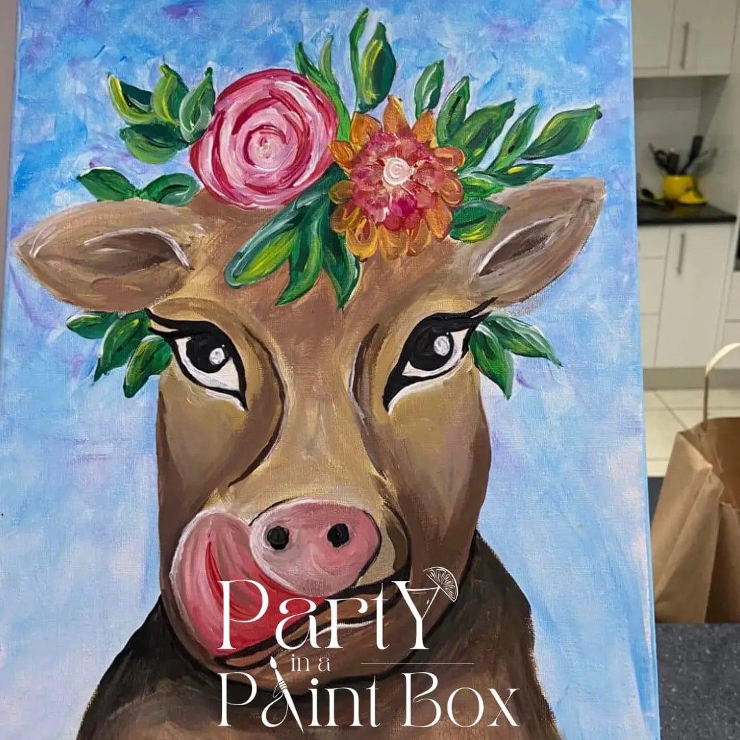 'Flower Crown Cow' Kit - Party in a Paint Box