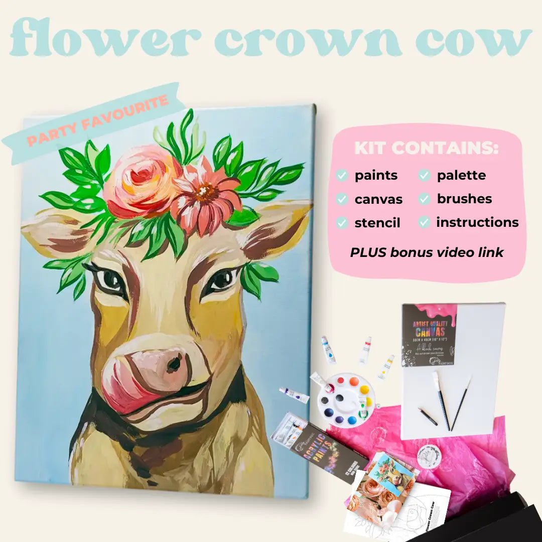 'Flower Crown Cow' Kit - Party in a Paint Box