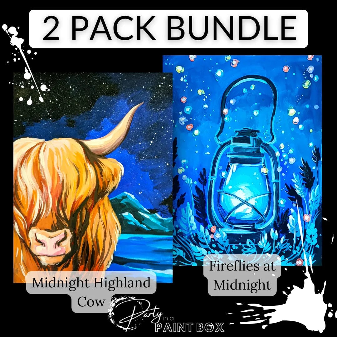 'Midnight Highland Cow' & 'Fireflies at Midnight' Multi Painting Pack