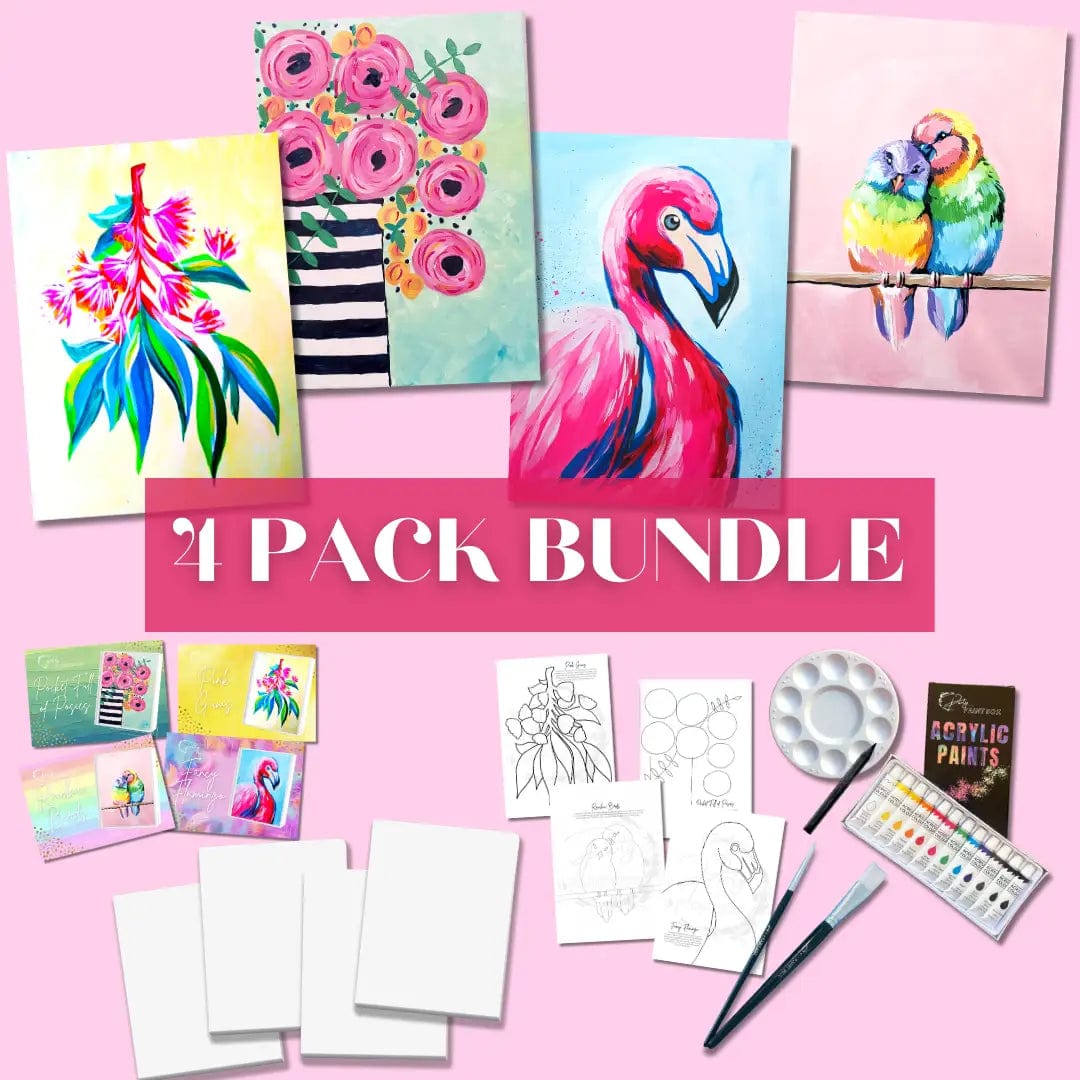 'Pink Gums, Pocket Full of Posies, Fancy Flamingo & Rainbow Birds' Multi Painting Pack