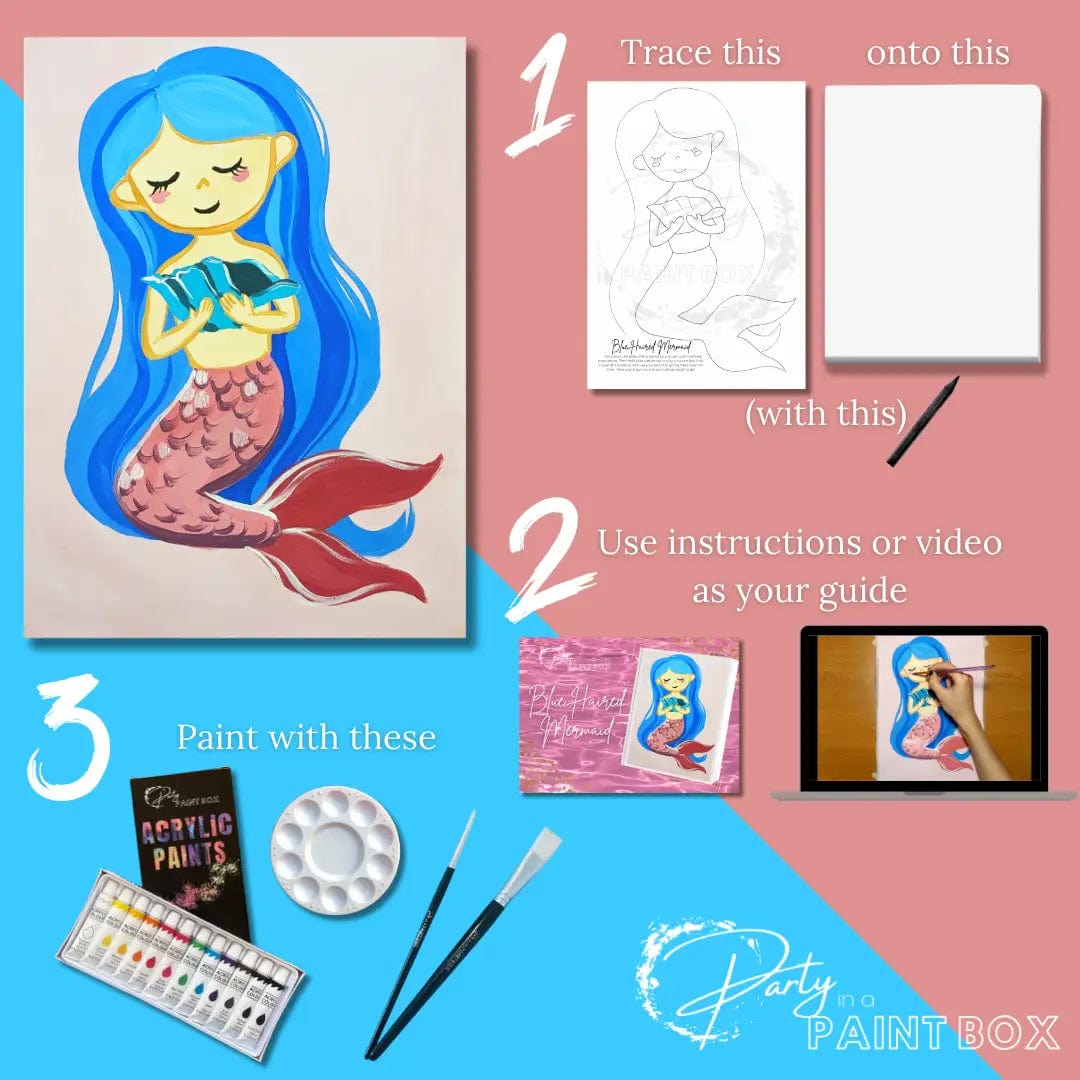 'Blue Haired Mermaid' Painting Pack