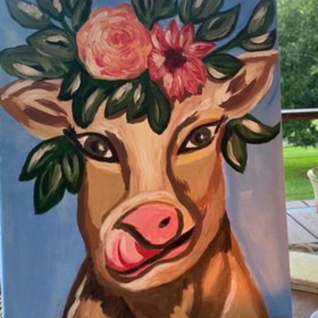 'Flower Crown Cow' Painting Pack