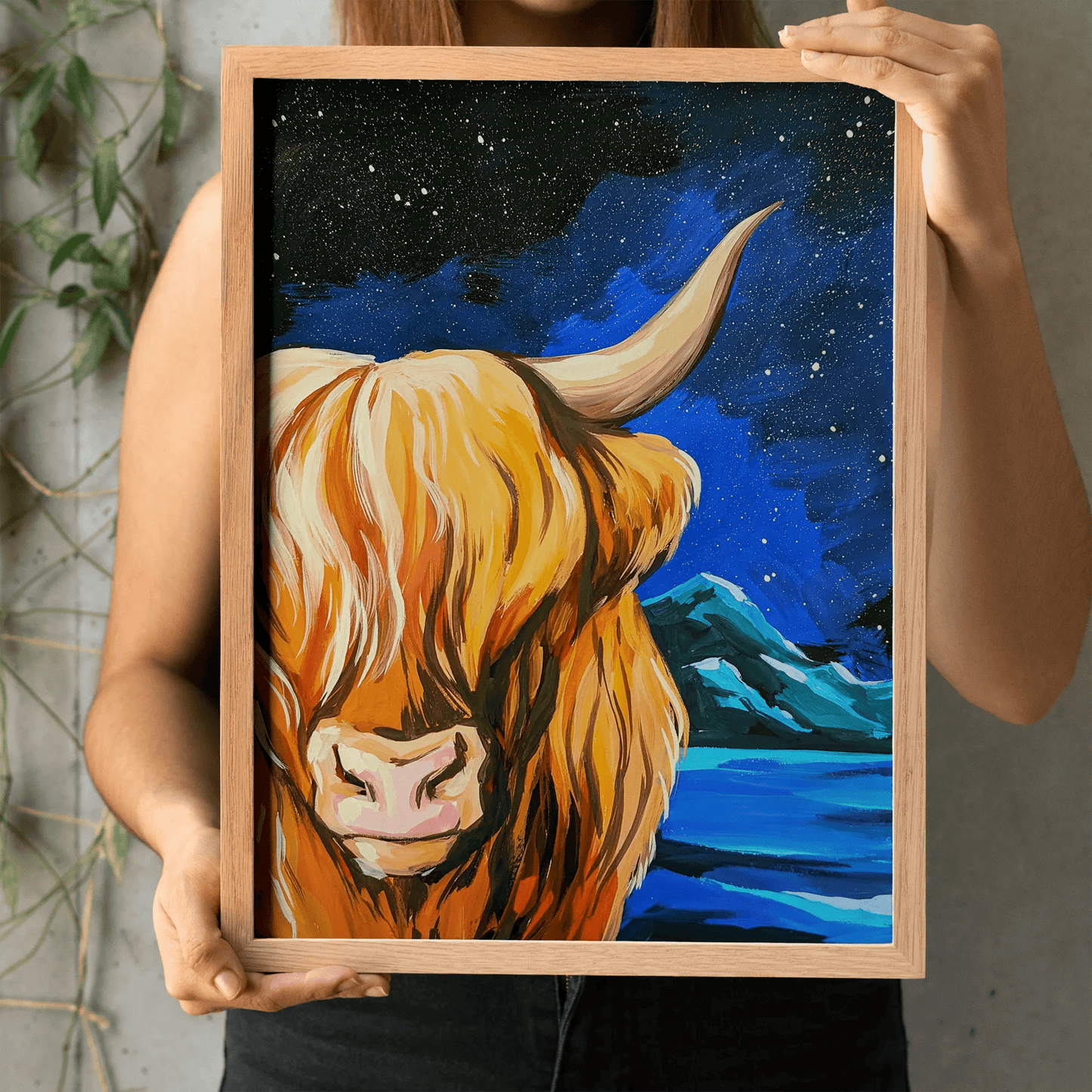 'Midnight Highland Cow' Painting Pack