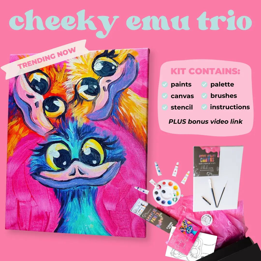 'Cheeky Emu Trio' Kit - LIMITED STOCK - Party in a Paint Box