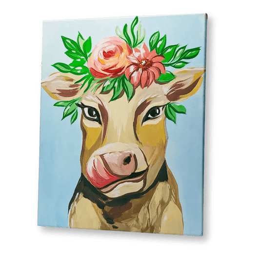 'Flower Crown Cow' Kit - Party in a Paint Box