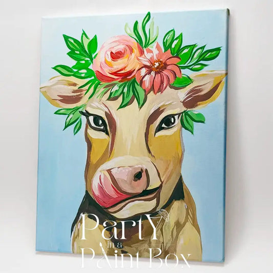 'Flower Crown Cow' Kit - Party in a Paint Box