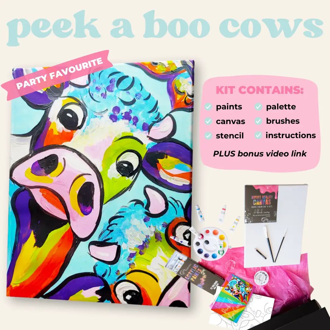'Peek A Boo Cows' Kit - Party in a Paint Box